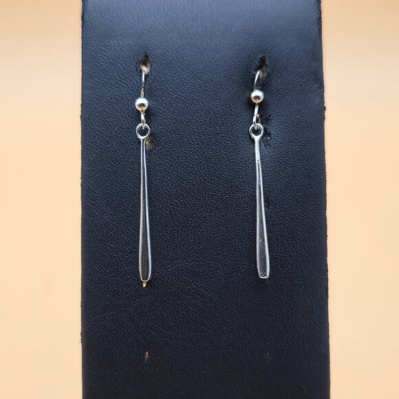 Sterling Silver Simple Bar Dangle Earrings A5767 - Picture 1 of 6